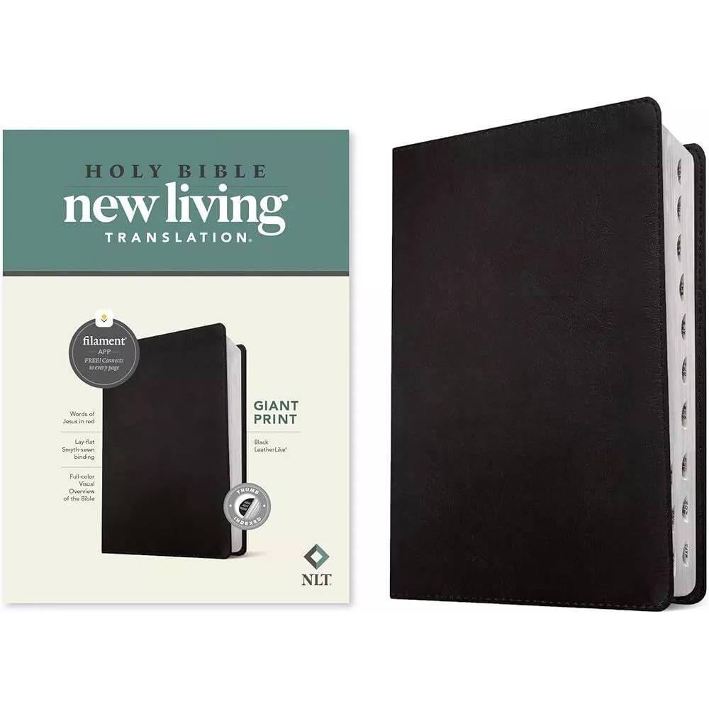 New! NLT Giant Print Bible Filament Enabled Black Imitation Leather Tyndale Red - Picture 1 of 4